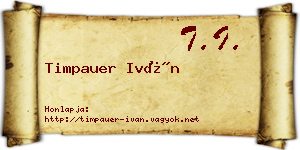 Timpauer Iván névjegykártya